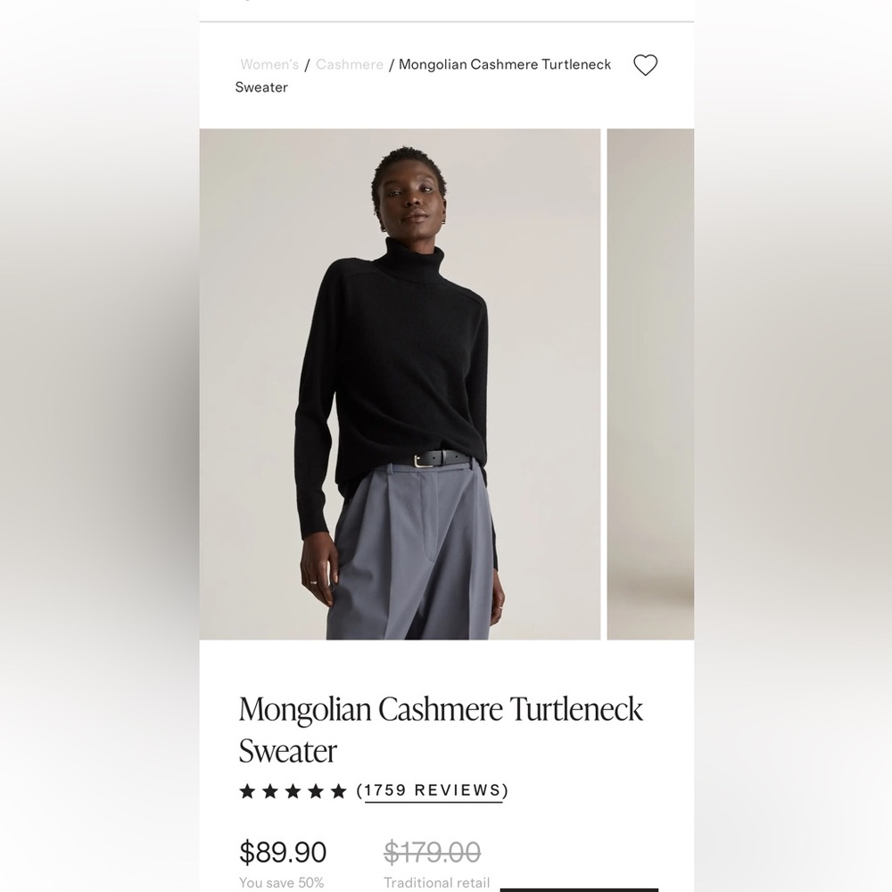 EUC Quince cashmere turtleneck sweater